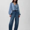 Jeansskjorta med puffärmar