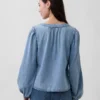 Jeansskjorta med puffärmar