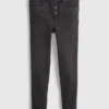 Jeggings för barn med hög midja och slitna detaljer