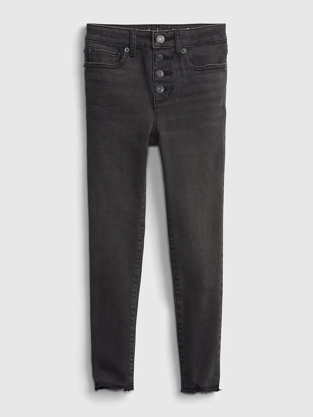 Jeggings för barn med hög midja och slitna detaljer