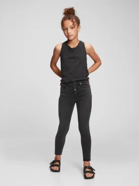 Jeggings för barn med hög midja och slitna detaljer