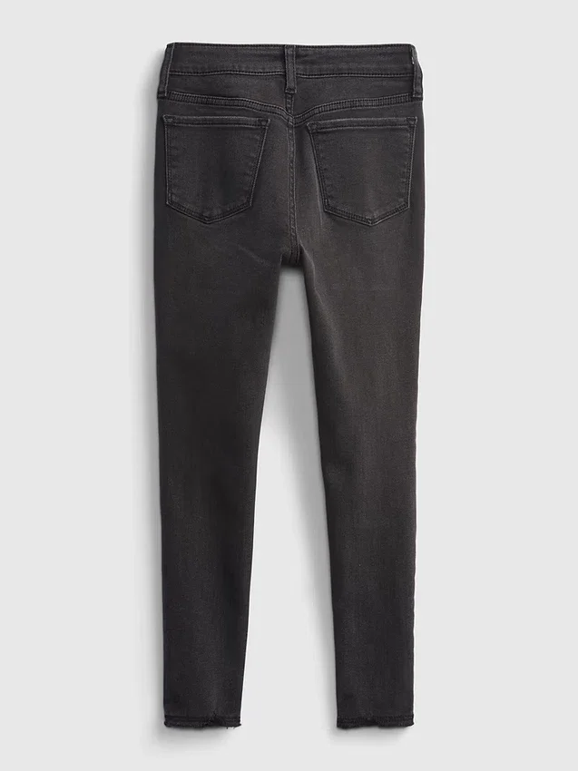 Jeggings för barn med hög midja och slitna detaljer