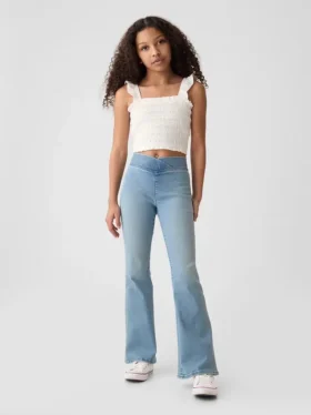 Jeggings med hög midja och utsvängda ben för barn