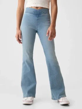 Jeggings med hög midja och utsvängda ben för barn