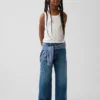 Kids Low Rise Stride Embroidered Floral Wide-Leg Jeans