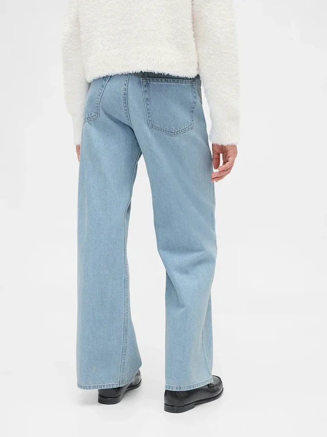 Kids Low Rise Stride Rhinestone Wide-Leg Jeans