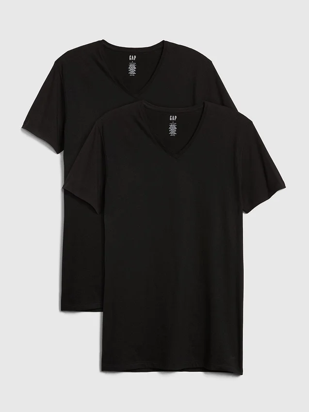 Klassisk T-shirt med V-ringning (2-pack)