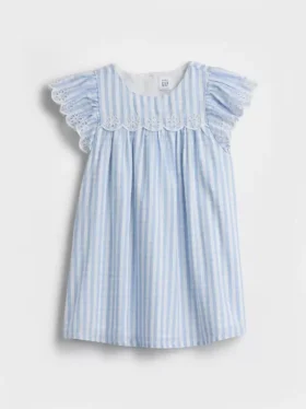 Klänning i gingham med hålbroderi för Baby & Småbarn