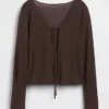 Kofta i linneblandning med knytning fram