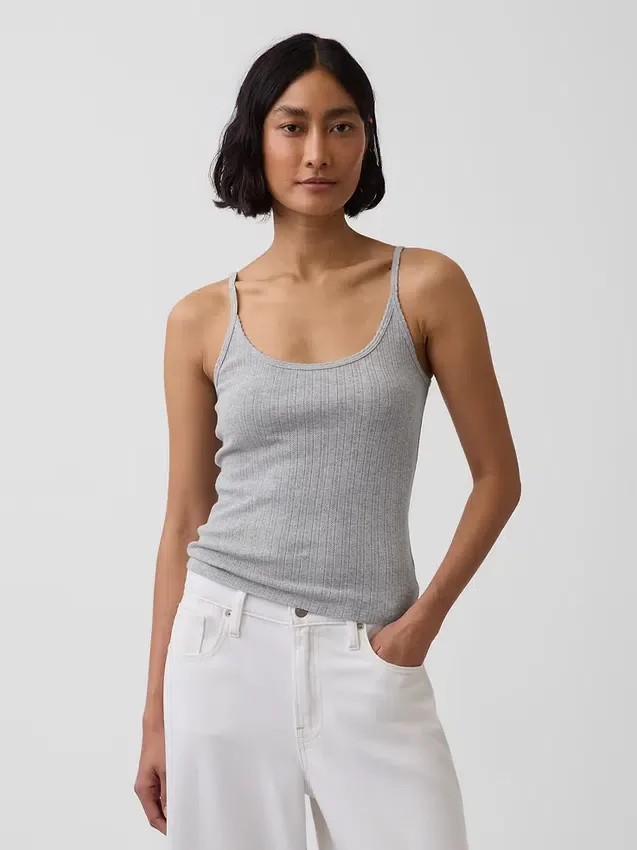 Kort cami-top i pointelle