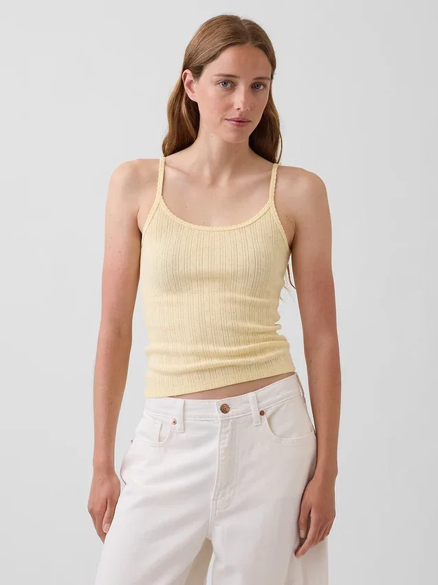 Kort cami-top i pointelle