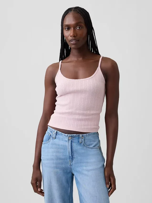 Kort cami-top i pointelle
