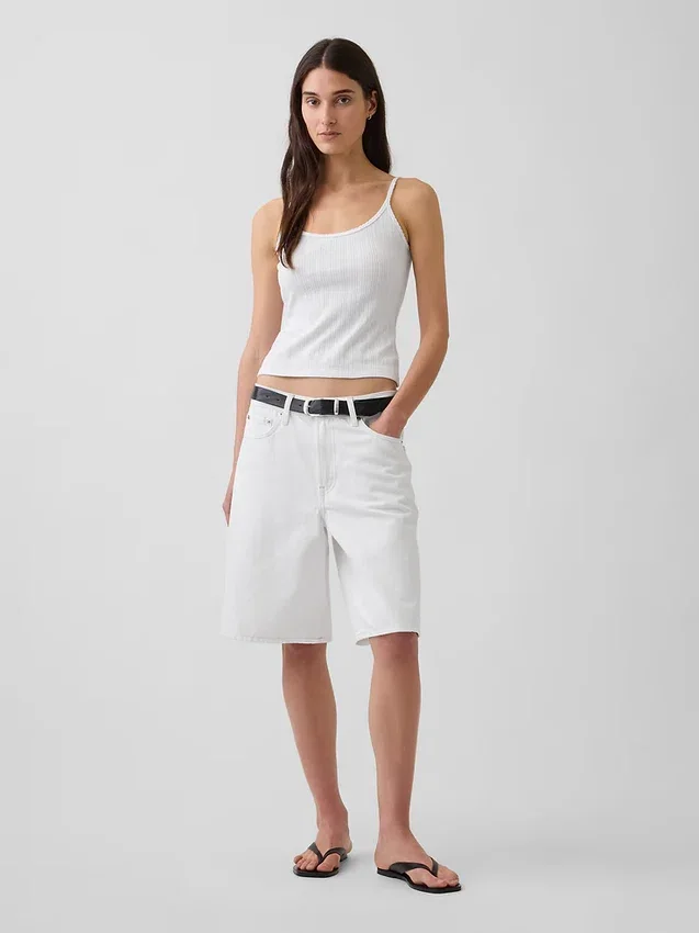 Kort cami-top i pointelle