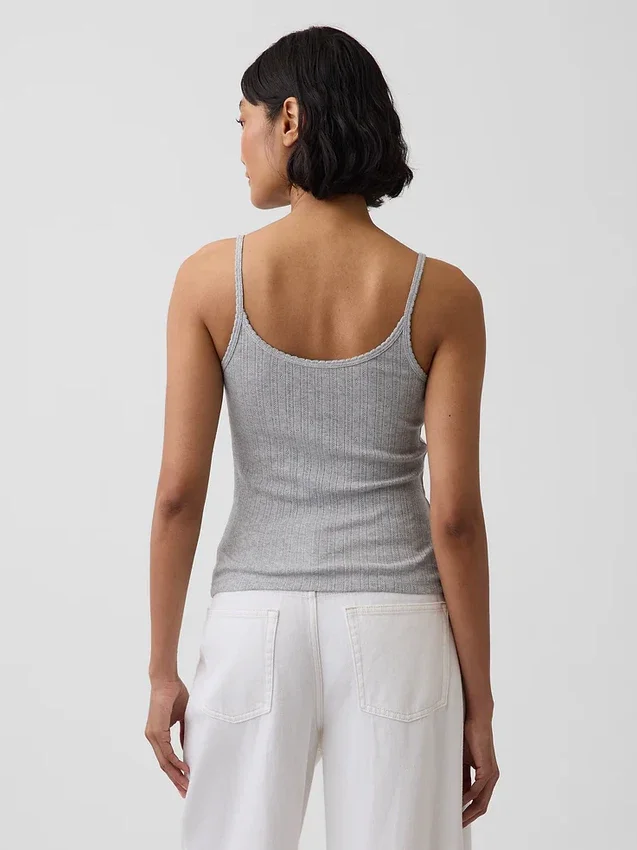 Kort cami-top i pointelle