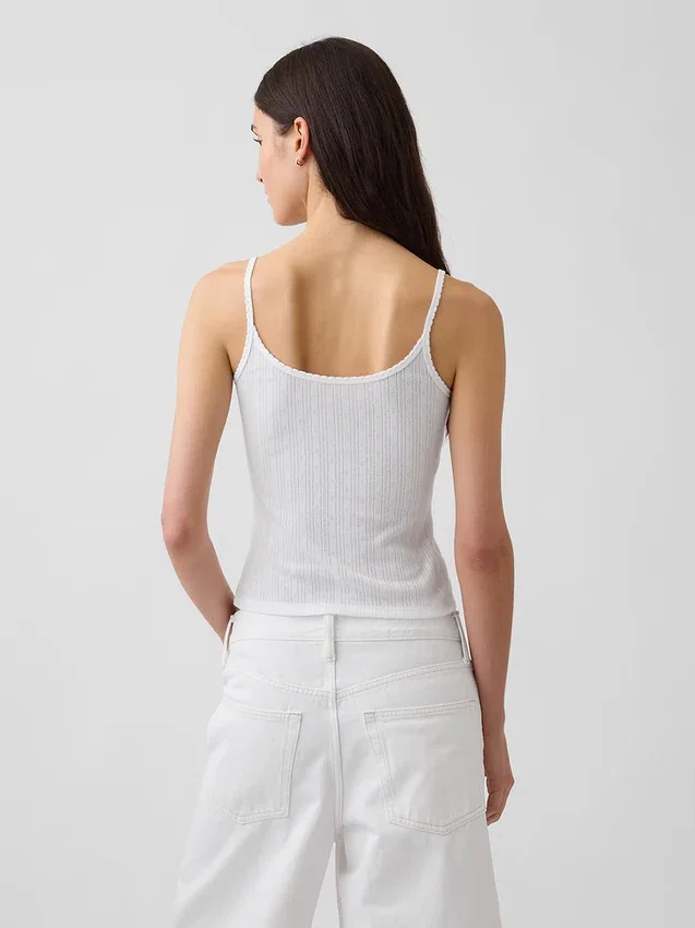 Kort cami-top i pointelle