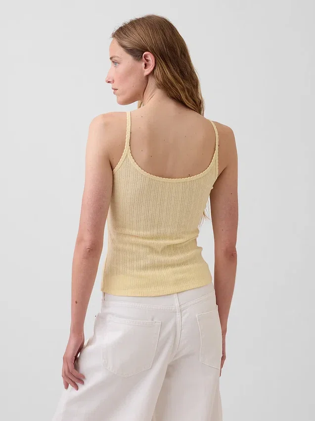 Kort cami-top i pointelle