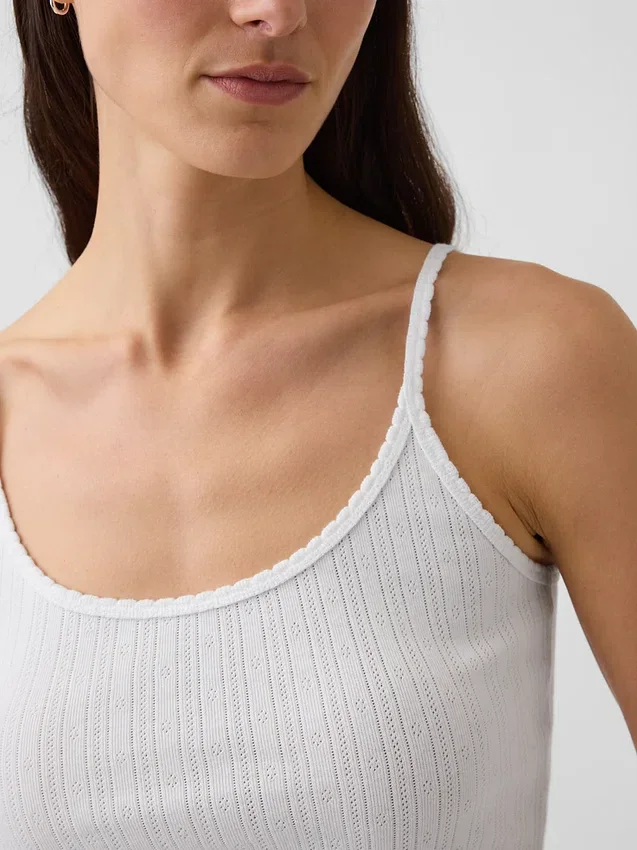 Kort cami-top i pointelle