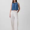 Kort denim-linne-toppar