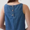 Kort denim-linne-toppar
