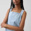 Kort denim-linne-toppar