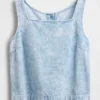 Kort denim-linne-toppar