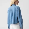 Kort denimskjorta