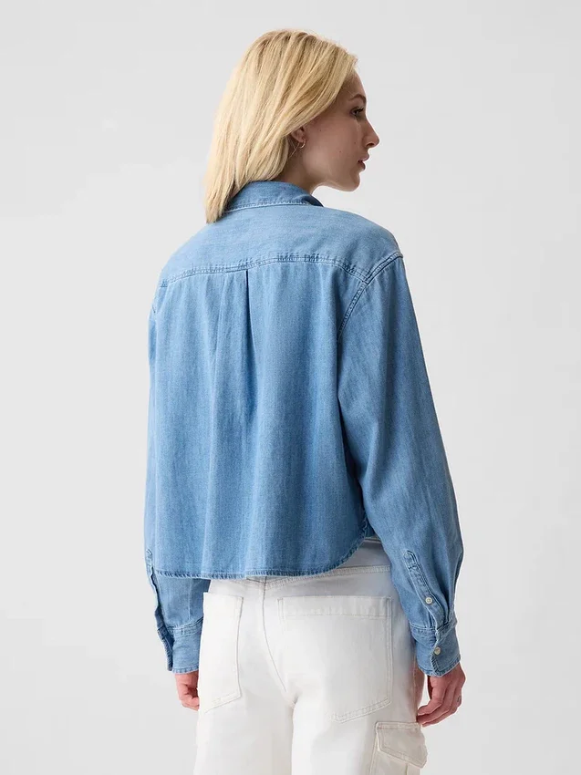 Kort denimskjorta