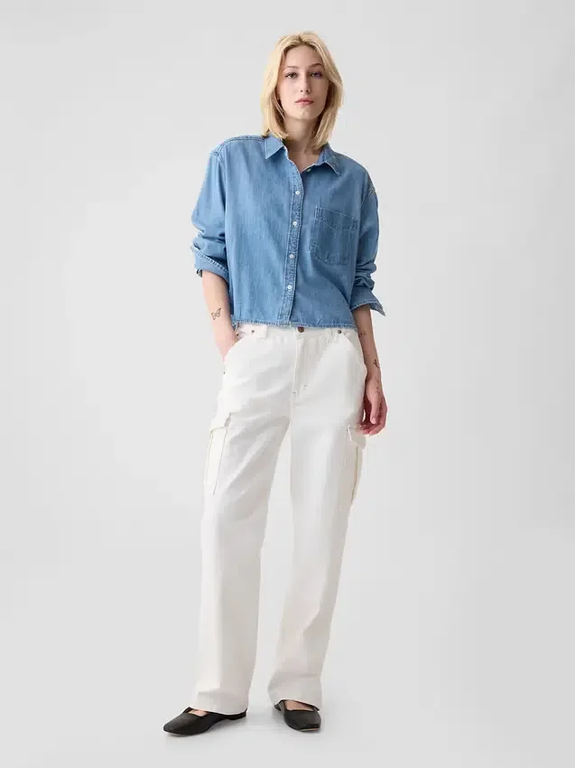 Kort denimskjorta