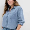 Kort denimskjorta