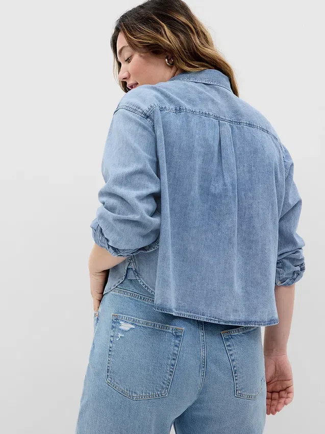 Kort denimskjorta