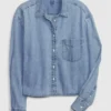 Kort denimskjorta