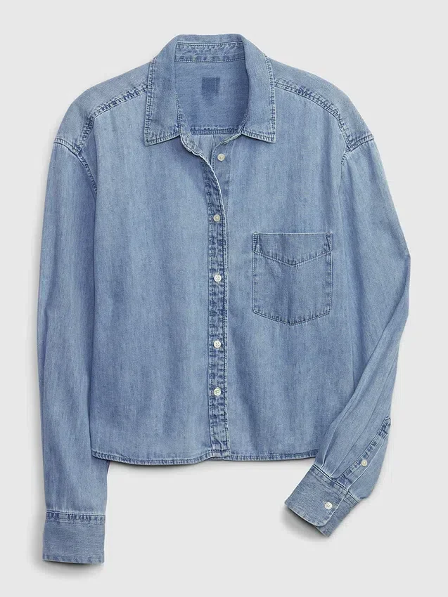 Kort denimskjorta