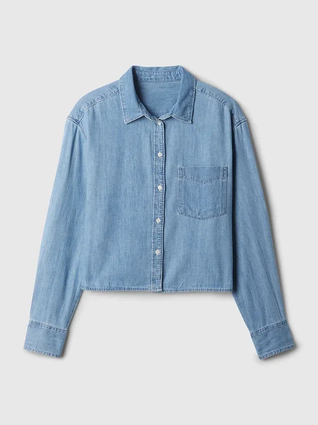 Kort denimskjorta