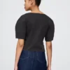 Kort denimskjorta med vid ärm