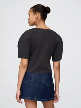Kort denimskjorta med vid ärm