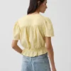 Kort peplum-top i bomullsgasväv