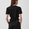 Kort peplum-top i bomullsgasväv