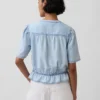 Kort peplum-top i denim