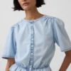 Kort peplum-top i denim