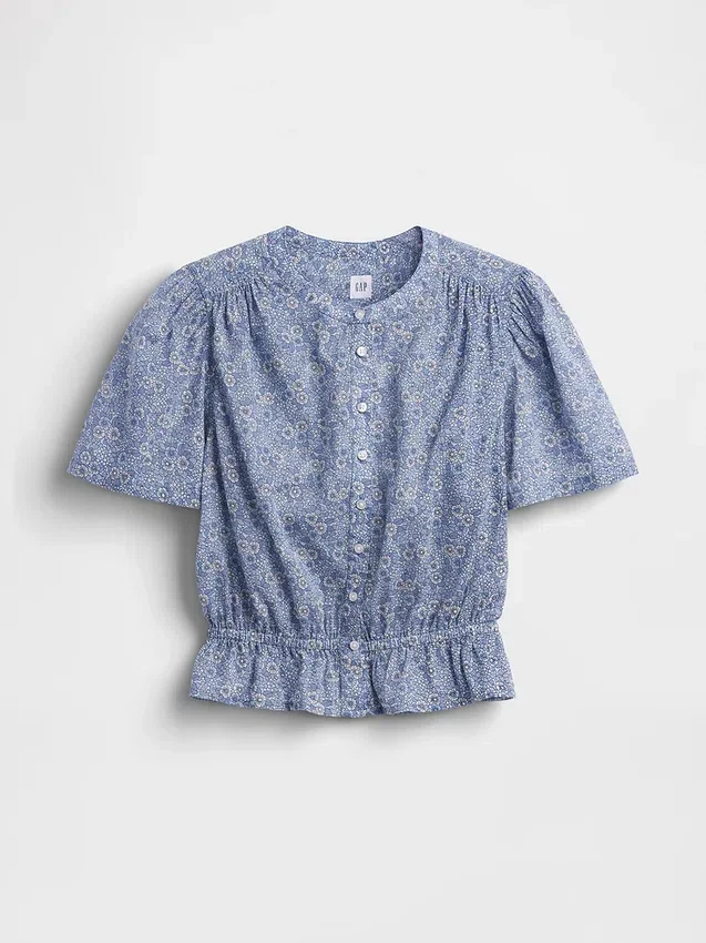 Kort peplum-top med knappar fram