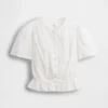 Kort peplum-top med knappar fram