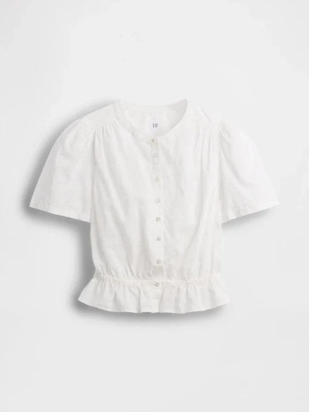 Kort peplum-top med knappar fram