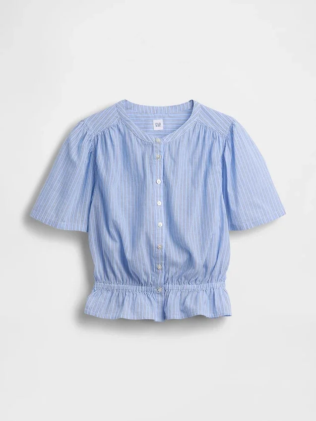 Kort peplum-top med knappar fram