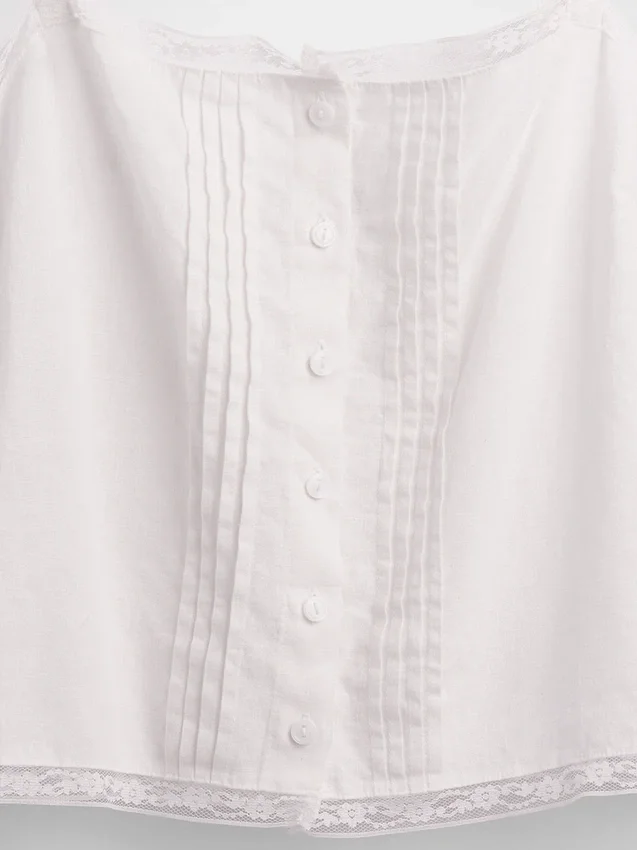 Kort pyjamas-linne i linneblandning med bieser