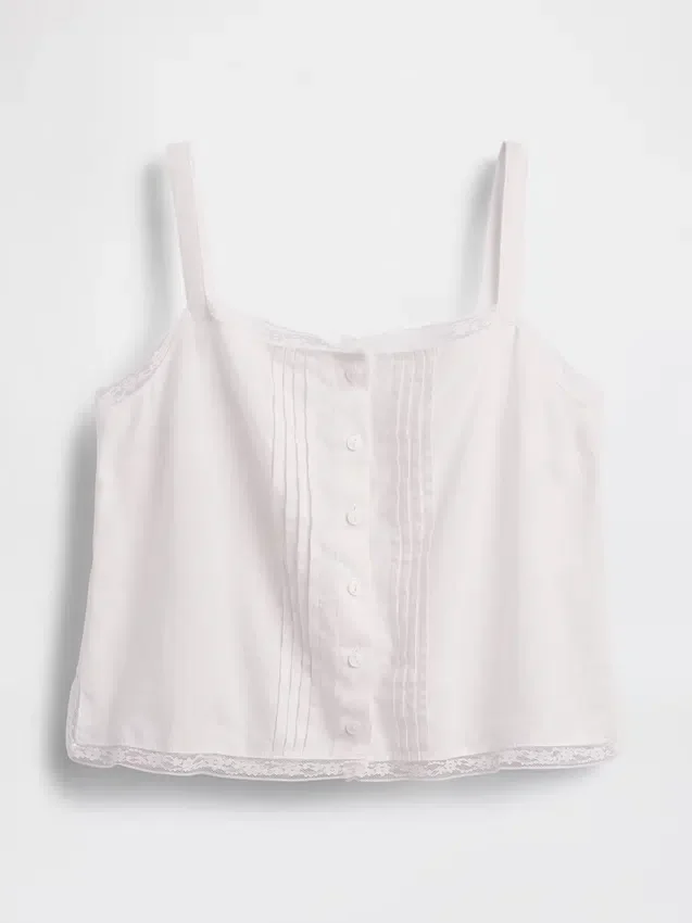 Kort pyjamas-linne i linneblandning med bieser
