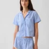 Kort pyjamas skjorta i poplin