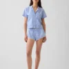 Kort pyjamas skjorta i poplin