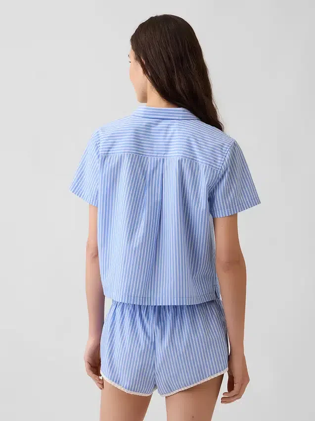Kort pyjamas skjorta i poplin