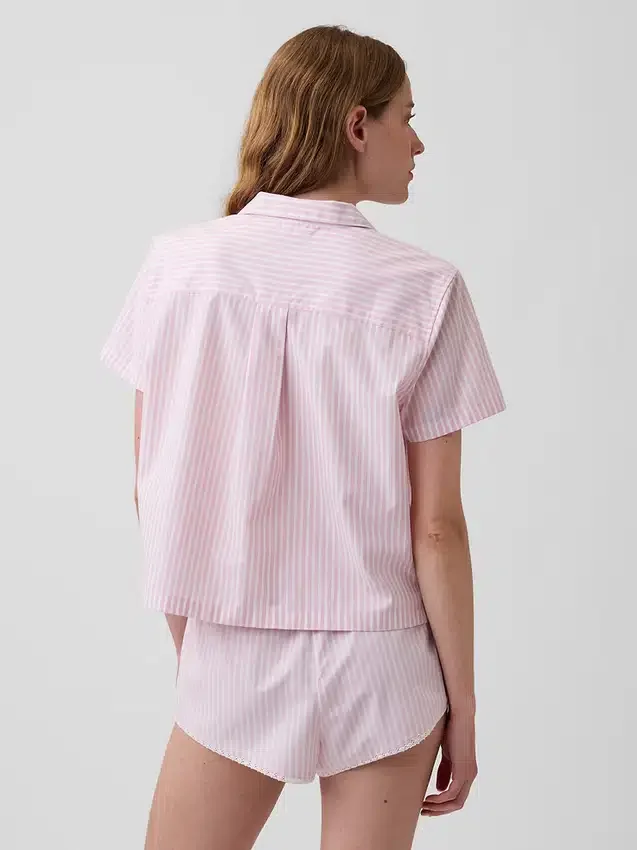 Kort pyjamas skjorta i poplin