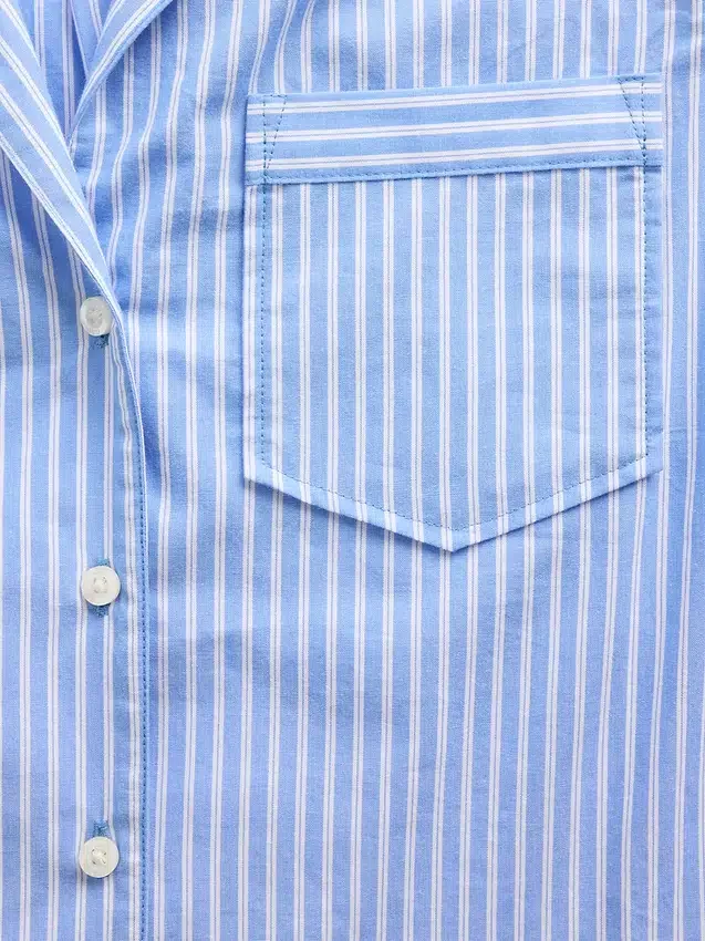Kort pyjamas skjorta i poplin